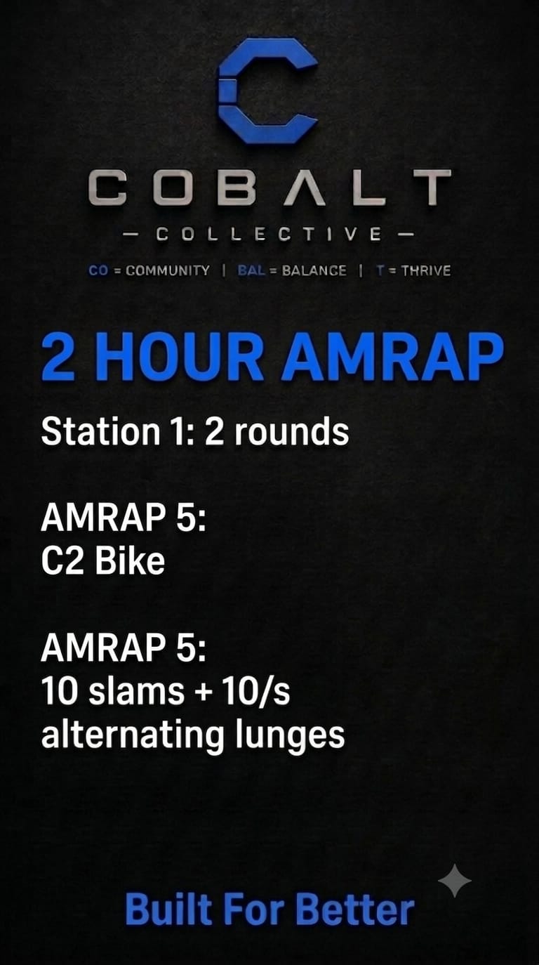 Station 1: C2 Bike, slams, and alternating lunges